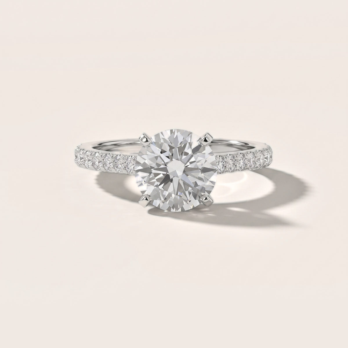 Elsa Cathedral Pavé Round Diamond Engagement Ring in Silver - front.jpg