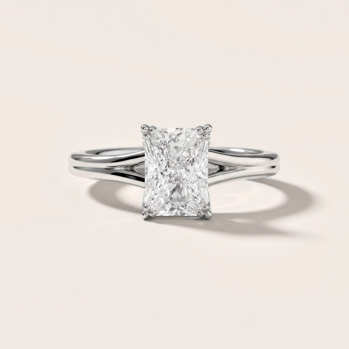 Neve Solitaire Split Shank Radiant Diamond Engagement Ring in Platinum - front.jpg