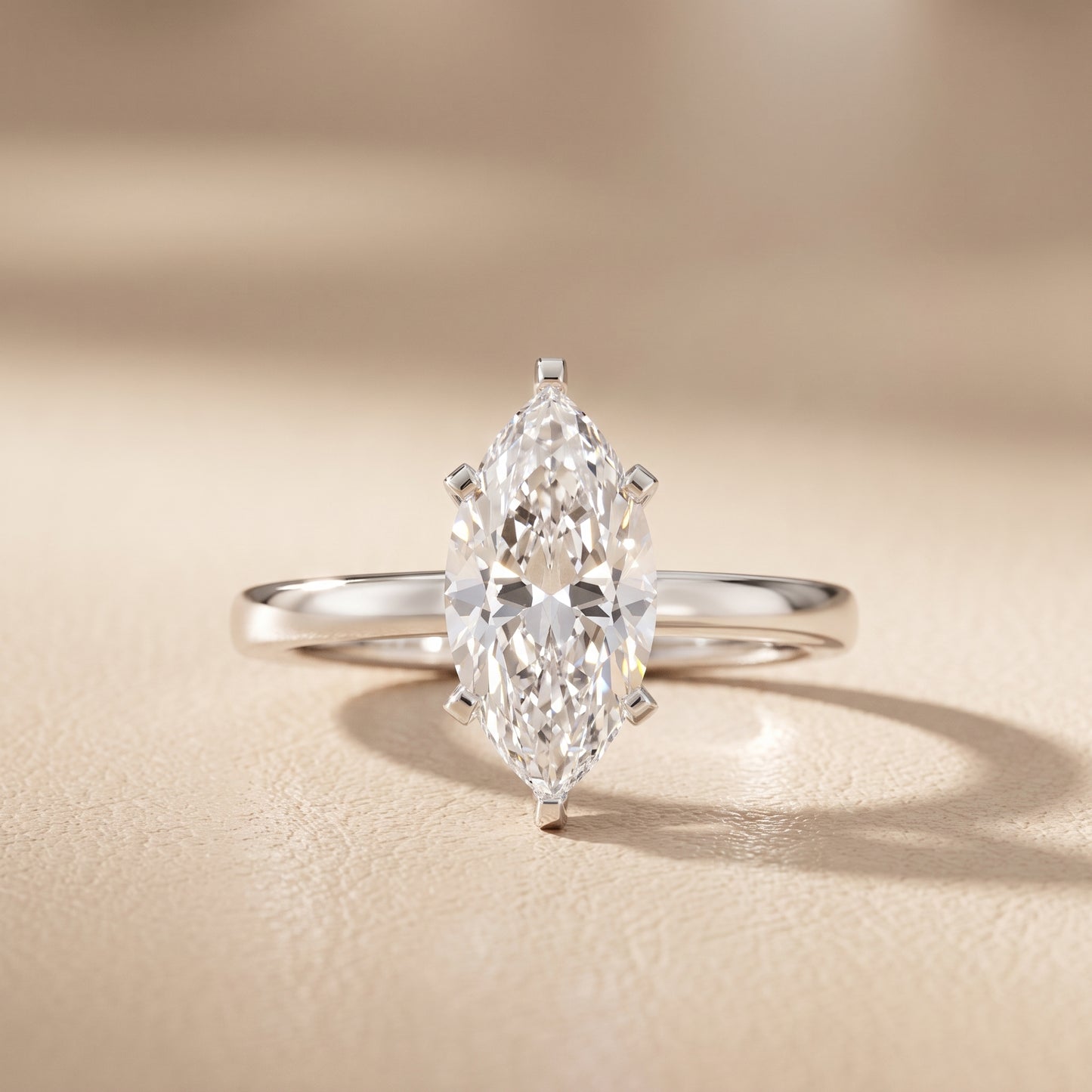 Liana Solitaire Claw Prong Marquise Diamond Engagement Ring in Platinum - front.jpg