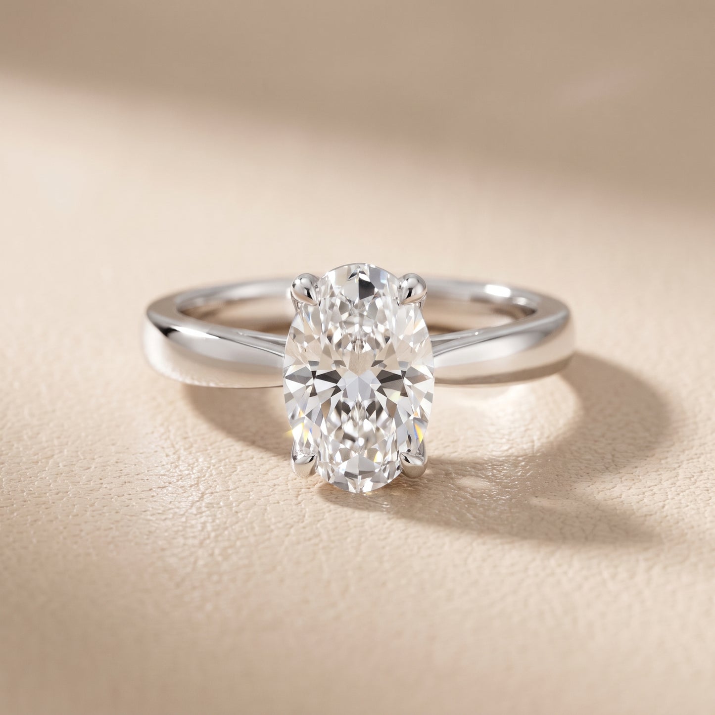 Lucia Solitaire Six-Prong Oval Diamond Engagement Ring in Silver - front.jpg