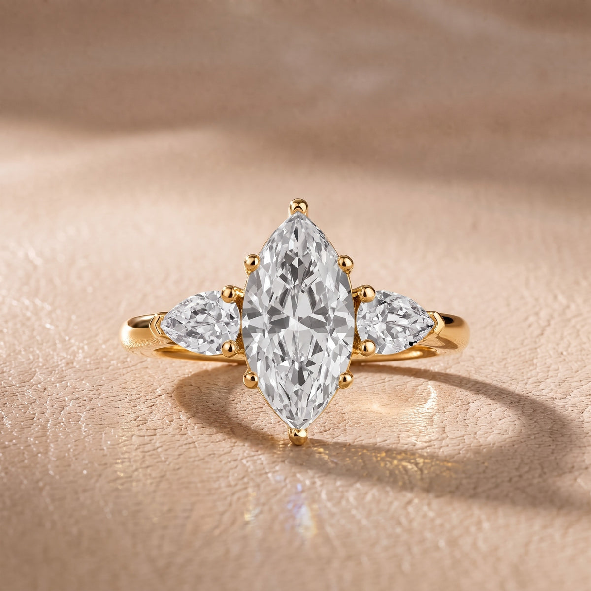 Sophia Three-Stone Marquise Diamond Engagement Ring in Yellow Gold - front.jpg