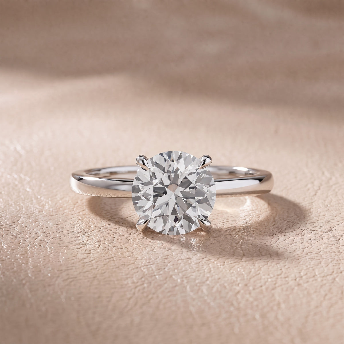 Nadia Petite Solitaire Round Diamond Engagement Ring in Silver - front.jpg
