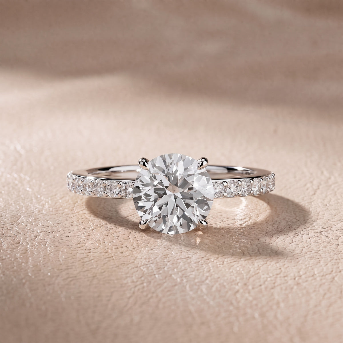 Annabel Pavé Solitaire Round Diamond Engagement Ring in White Gold - front.jpg