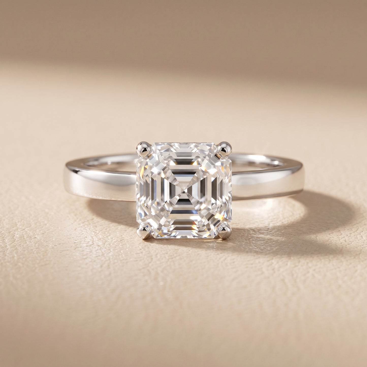 Delia Solitaire Asscher Diamond Engagement Ring in White Gold - front.jpg