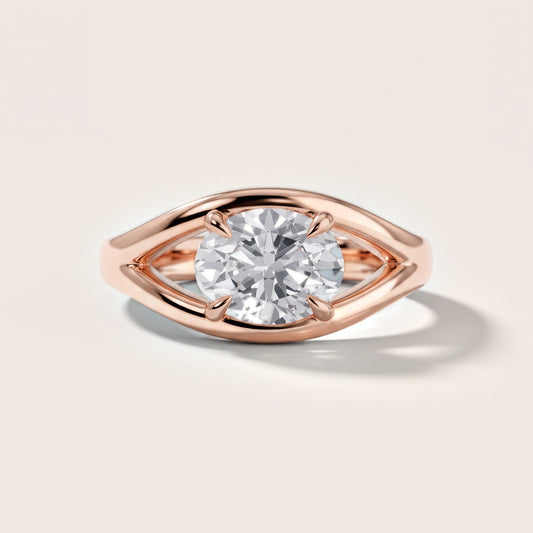 Madeleine Split Shank Oval Diamond Engagement Ring in Rose Gold