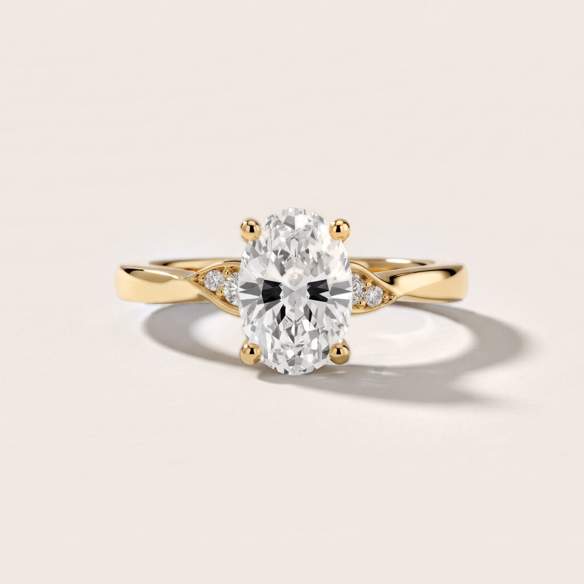 Annabelle Leaf Pavé Oval Diamond Engagement Ring in Yellow Gold - front.jpg