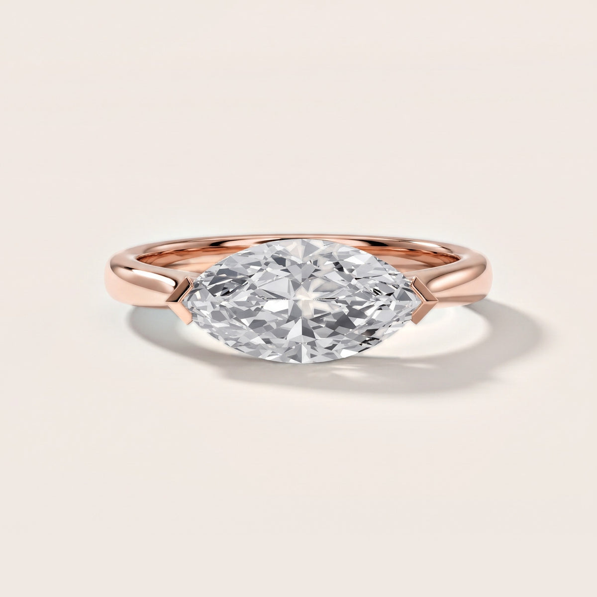 Magnolia East-West Marquise Diamond Engagement Ring in Rose Gold