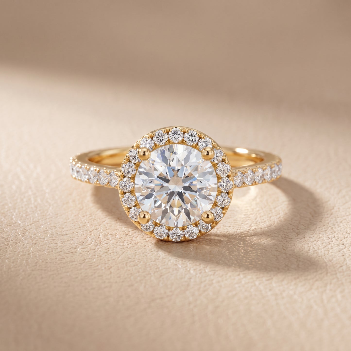 Sophie Halo Pavé Round Diamond Ring in Yellow Gold - front.jpg