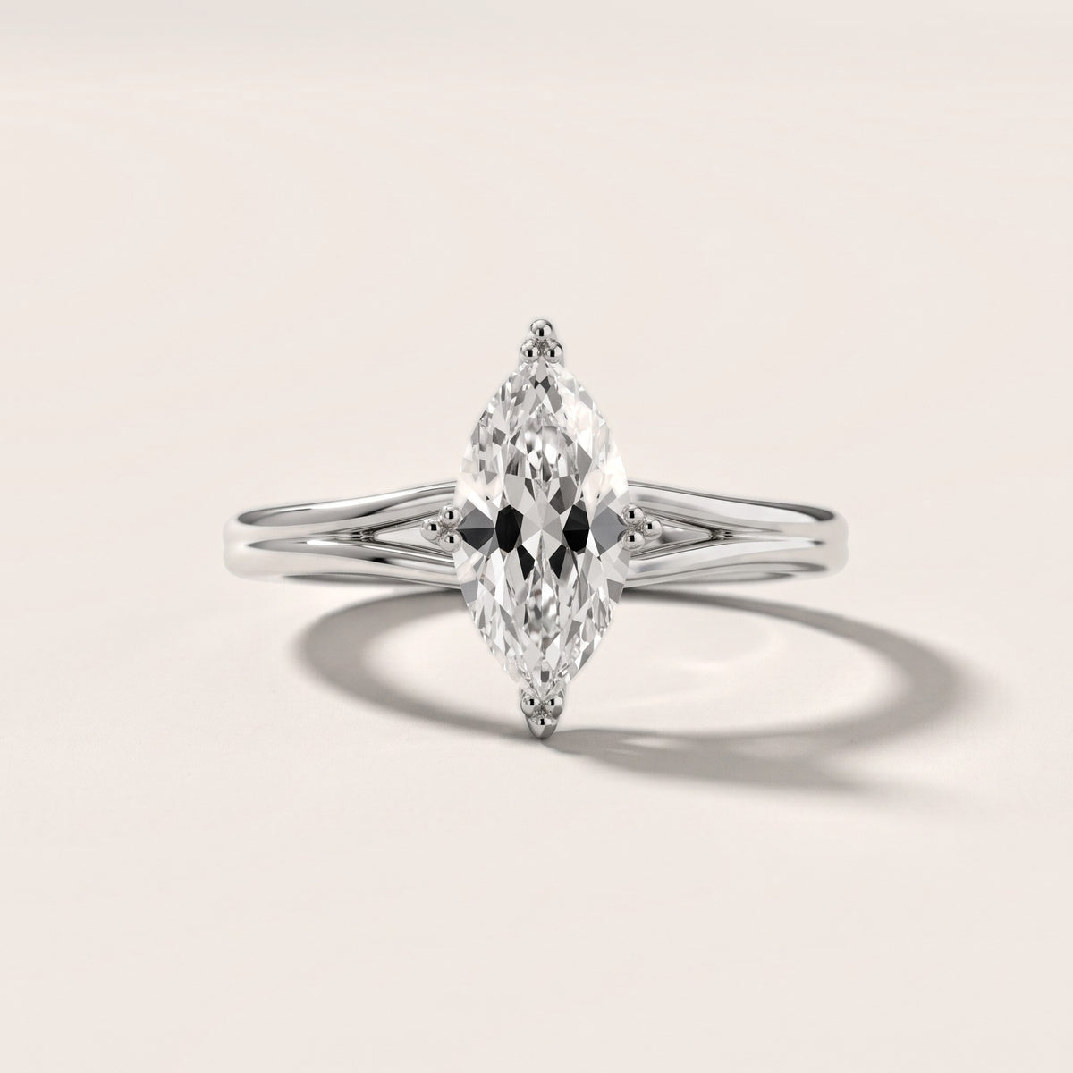 Neve Solitaire Split Shank Marquise Diamond Engagement Ring in White Gold - front.jpg