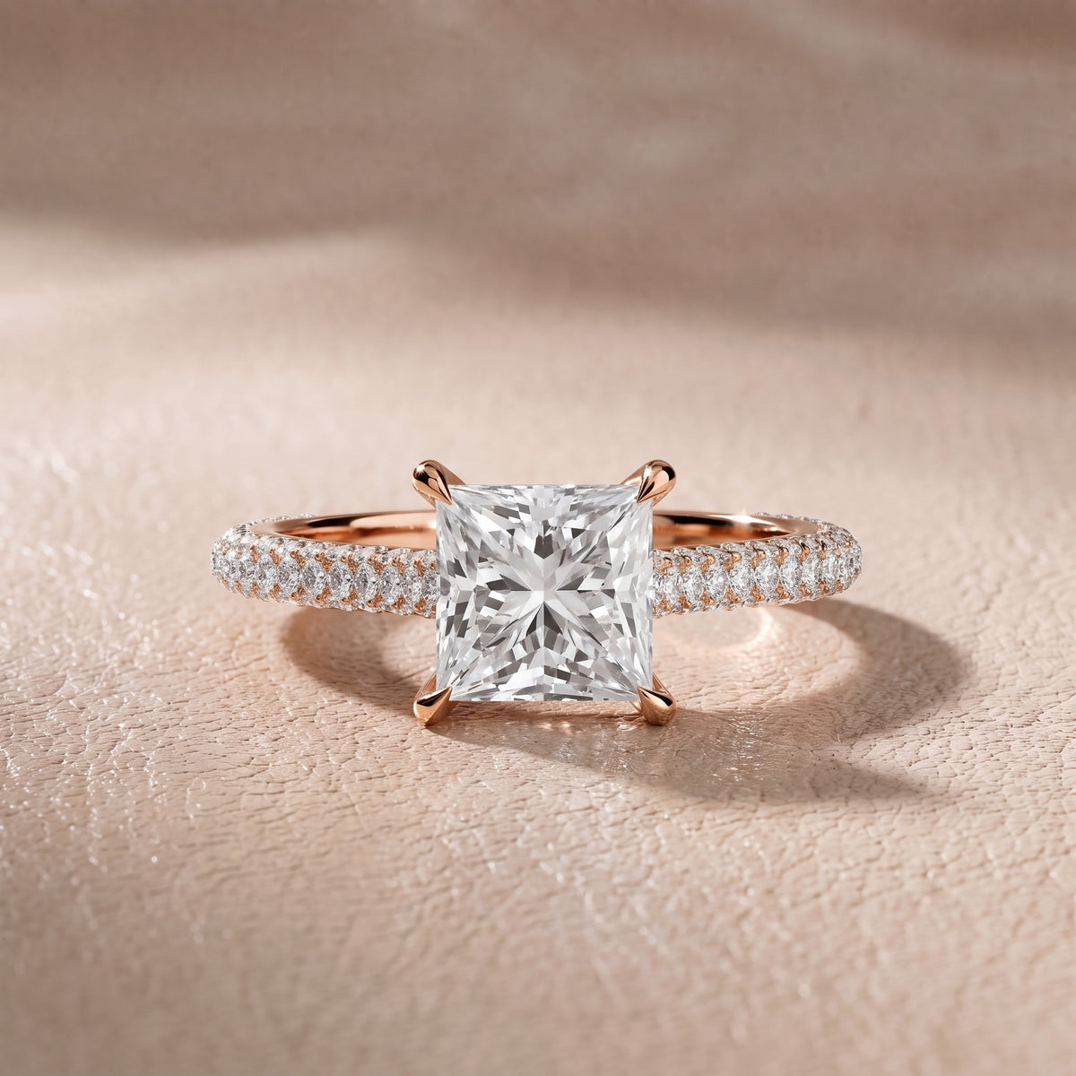 Elisa Hidden Halo Pavé Princess Diamond Engagement Ring in Rose Gold - front.jpg