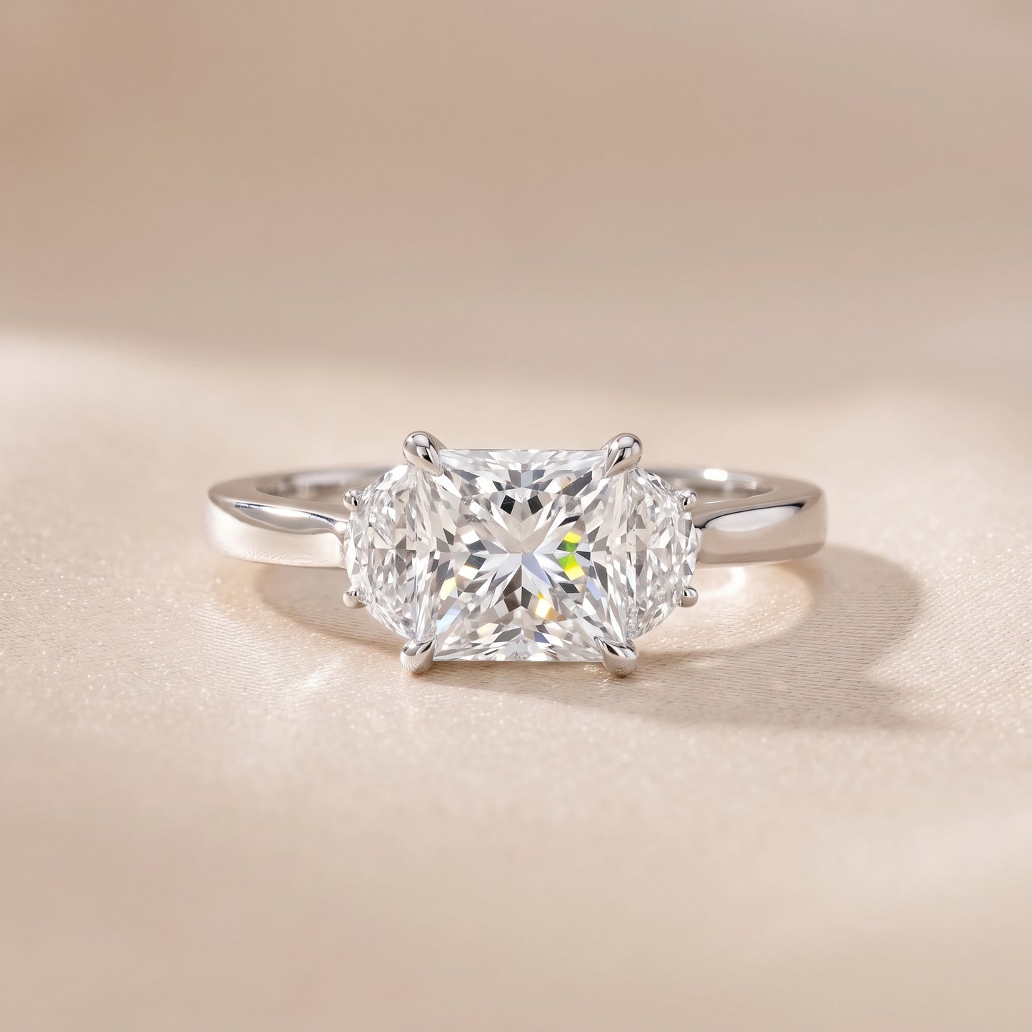 Romy Three-Stone Princess Diamond Engagement Ring in Silver - front.jpg