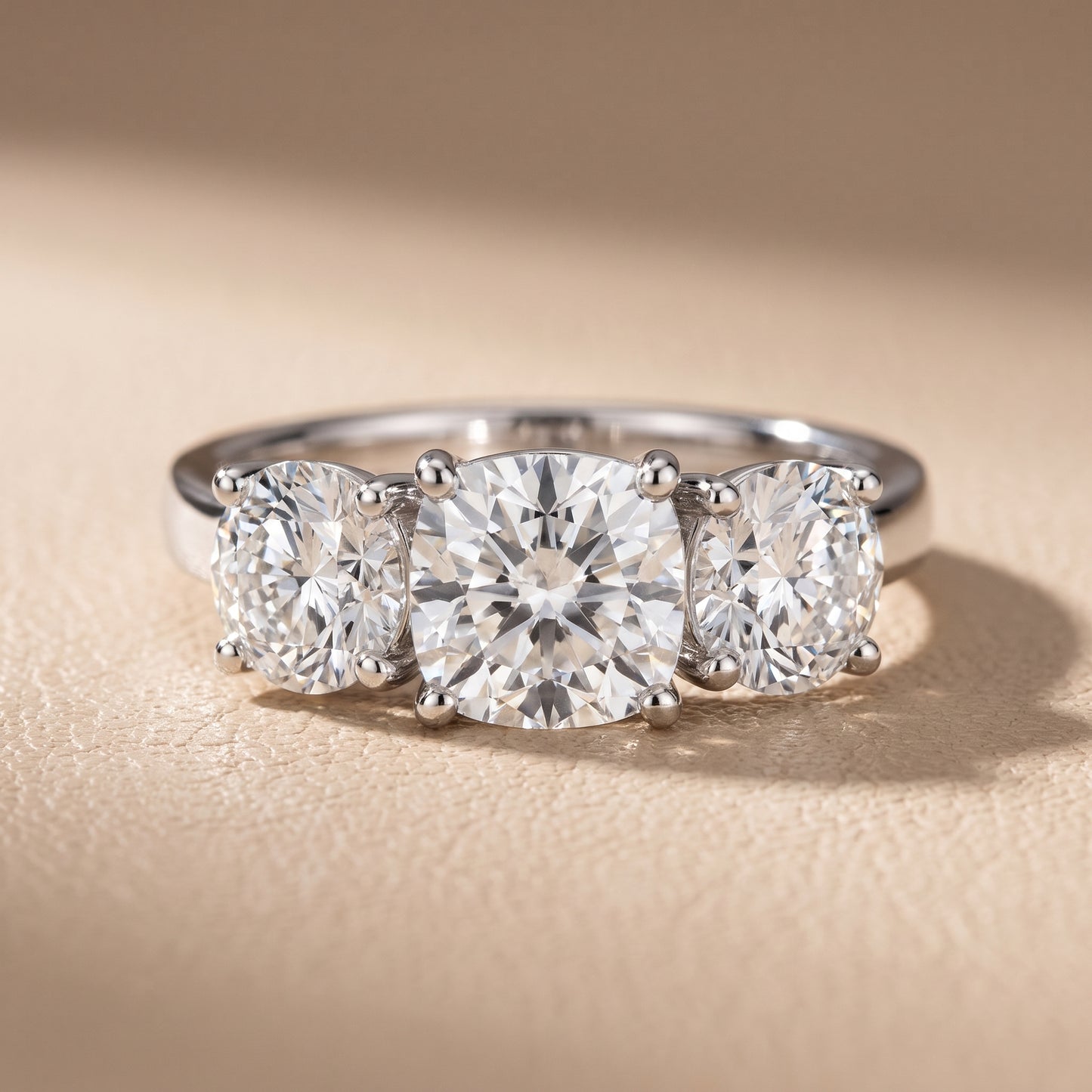 Esme Three-Stone Tapered Cushion Diamond Ring in Silver - front.jpg