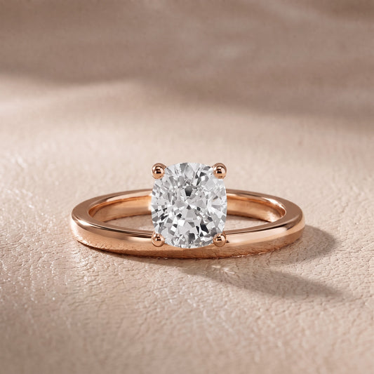Maisie Four Prong Solitaire Cushion Diamond Engagement Ring in Rose Gold - front.jpg