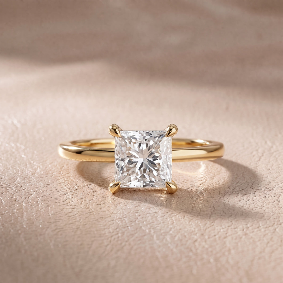 Nella Petite Solitaire Princess Diamond Engagement Ring in Yellow Gold - front.jpg