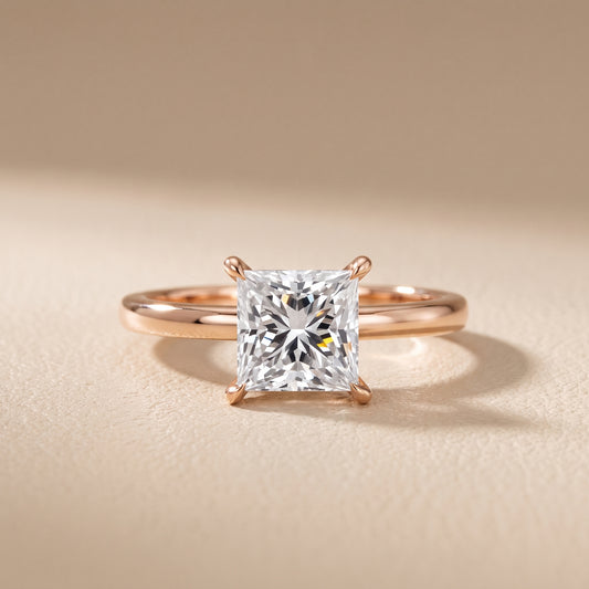 Lyla Petite Solitaire Princess Diamond Engagement Ring in Rose Gold - front.jpg