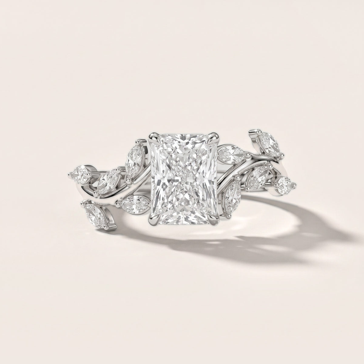 Andrea Vine Radiant Diamond Engagement Ring in Silver - front.jpg