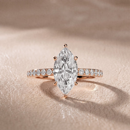Annabel Pavé Solitaire Marquise Diamond Engagement Ring in Rose Gold - front.jpg