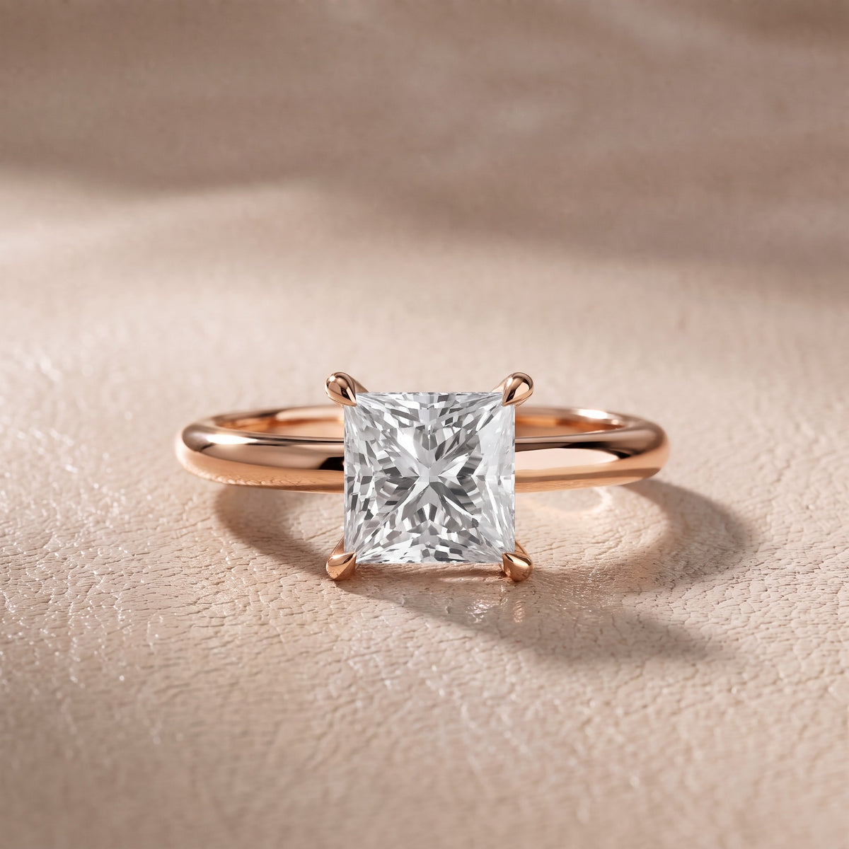 Amaya Hidden Halo Princess Diamond Engagement Ring in Rose Gold - front.jpg