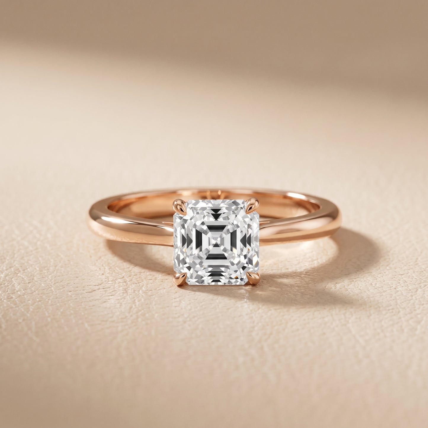 Kalia Knife Edge Solitaire Asscher Diamond Engagement Ring in Rose Gold - front.jpg