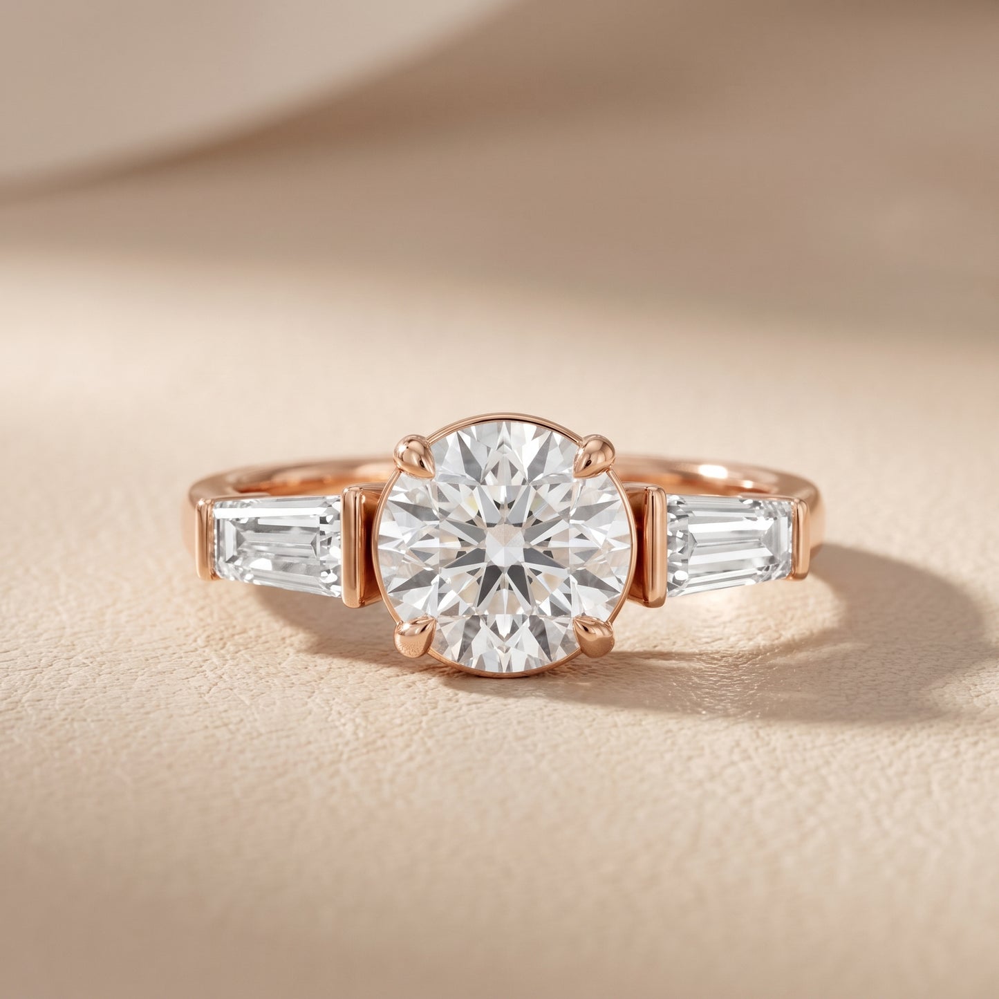 Layla Tapered Baguette Round Diamond Ring in Rose Gold - front.jpg