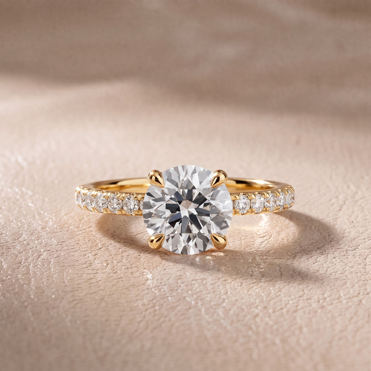 Maya Hidden Halo Pavé Round Diamond Engagement Ring in Yellow Gold - front.jpg