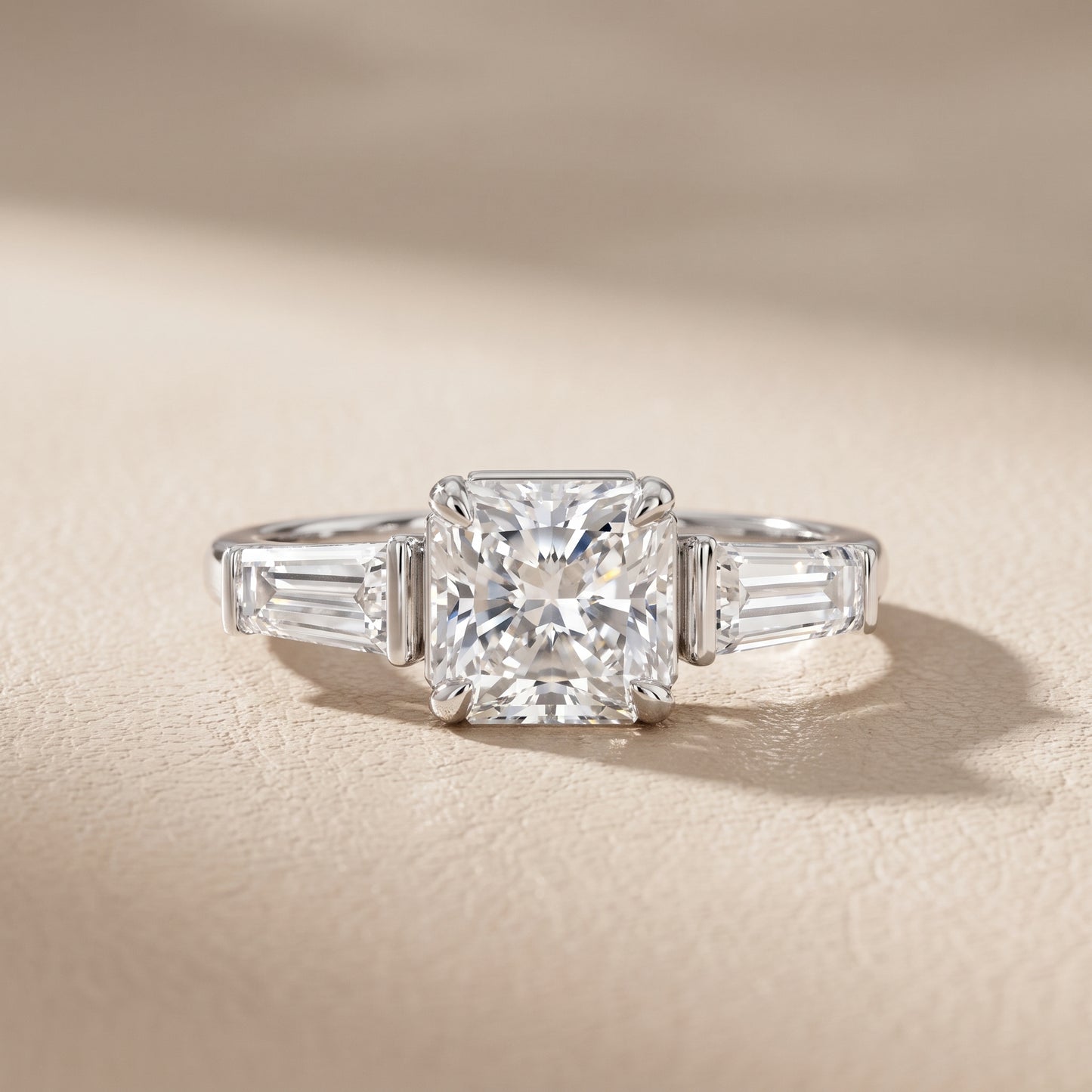 Layla Tapered Baguette Radiant Diamond Ring in White Gold - front.jpg