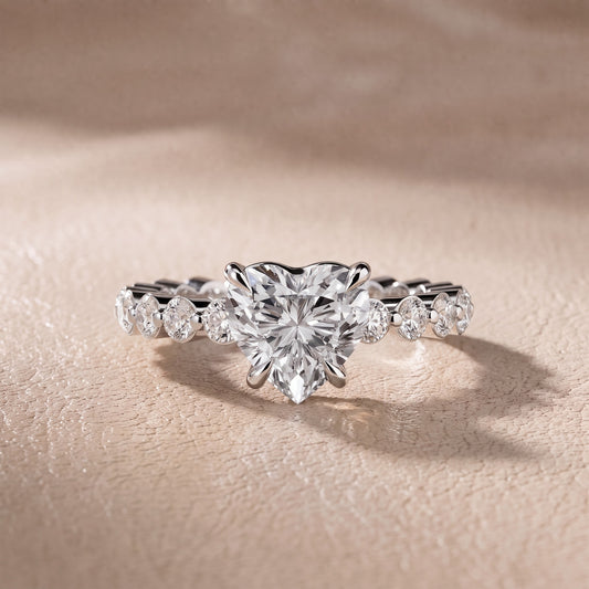Piper Sidestone Heart Diamond Engagement Ring in Platinum - front.jpg
