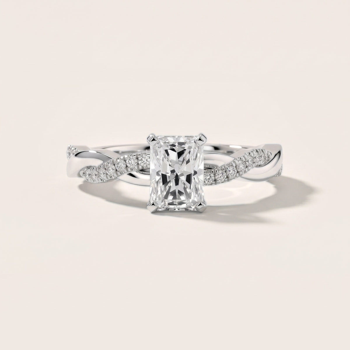 Twisted Side Stone Radiant Diamond Engagement Ring in Platinum [studio-20261024]