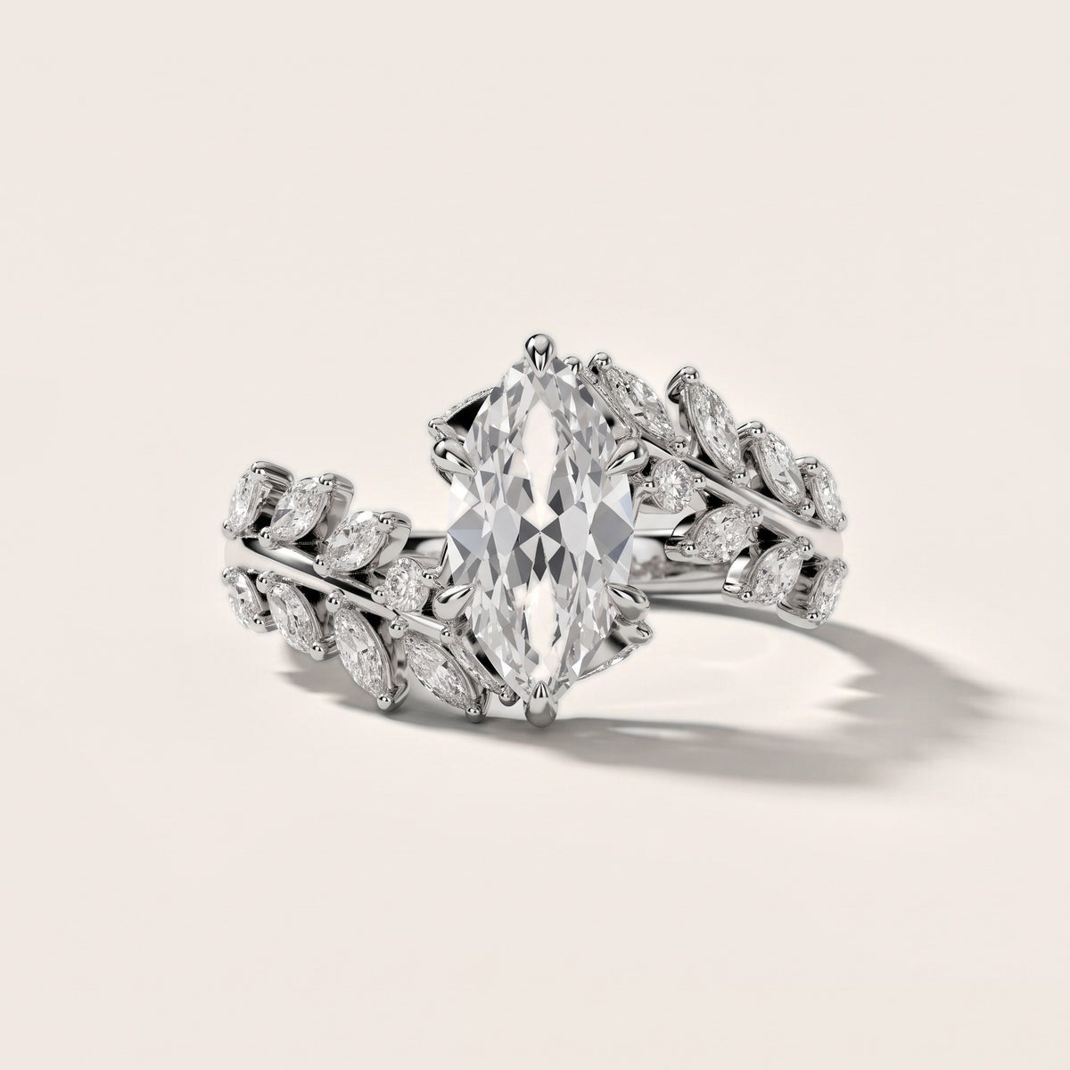 Clarion Leaf Bypass Marquise Diamond Engagement Ring in Platinum - front.jpg