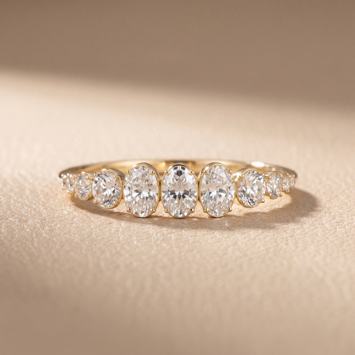 Nerea Riviera Oval & Round Diamond Wedding Band in Yellow Gold - front.jpg