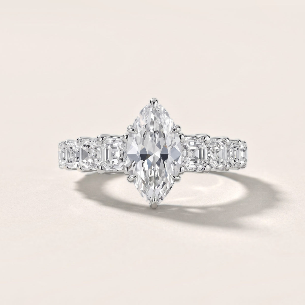 Sonja Graduated Pavé Marquise Diamond Engagement Ring in Silver - front.jpg