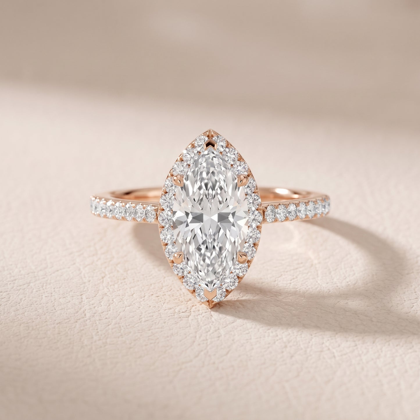 Alma Halo Pavé Marquise Diamond Ring in Rose Gold - front.jpg