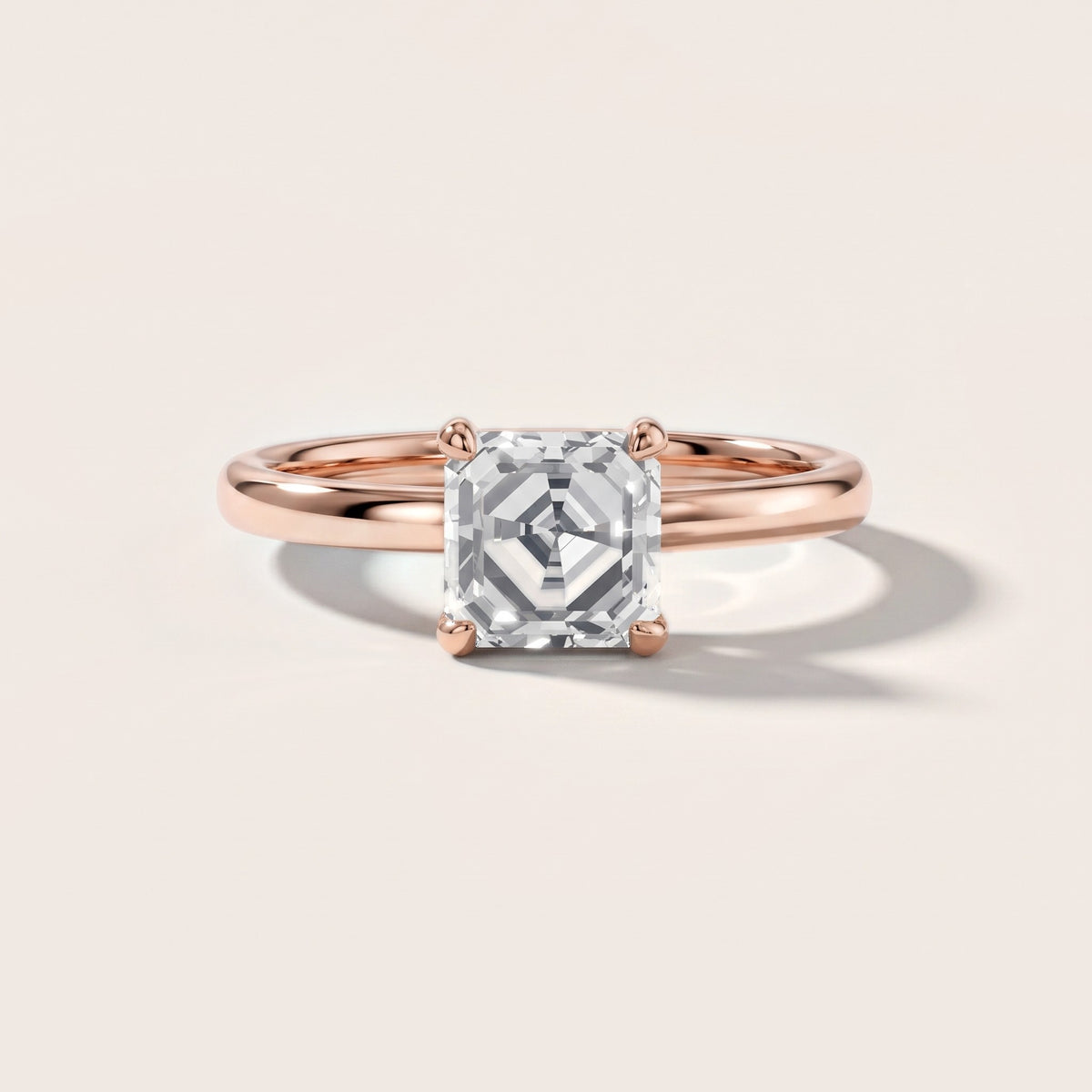 Charlotte Charm Solitaire Asscher Diamond Engagement Ring in Rose Gold [studio-20261024]