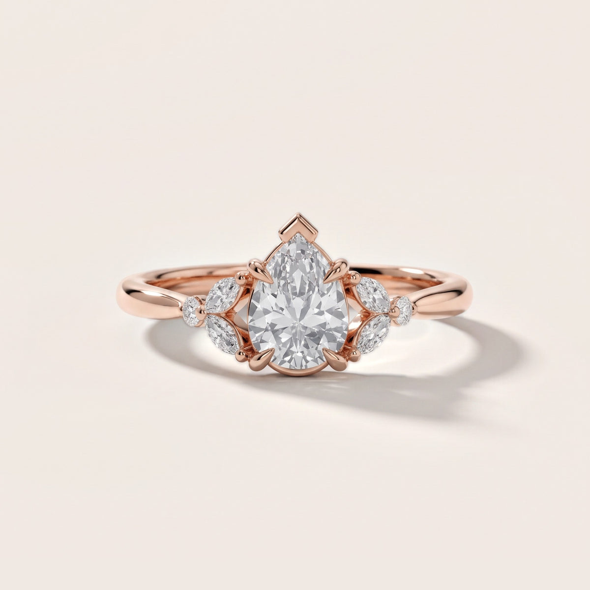 Rilla Floral Cluster Pear Diamond Engagement Ring in Rose Gold - front.jpg