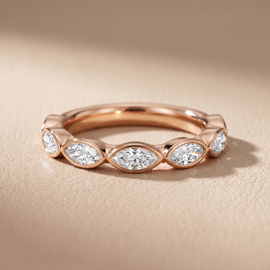 Renee Bezel Marquise Diamond Wedding Band in Rose Gold - front.jpg