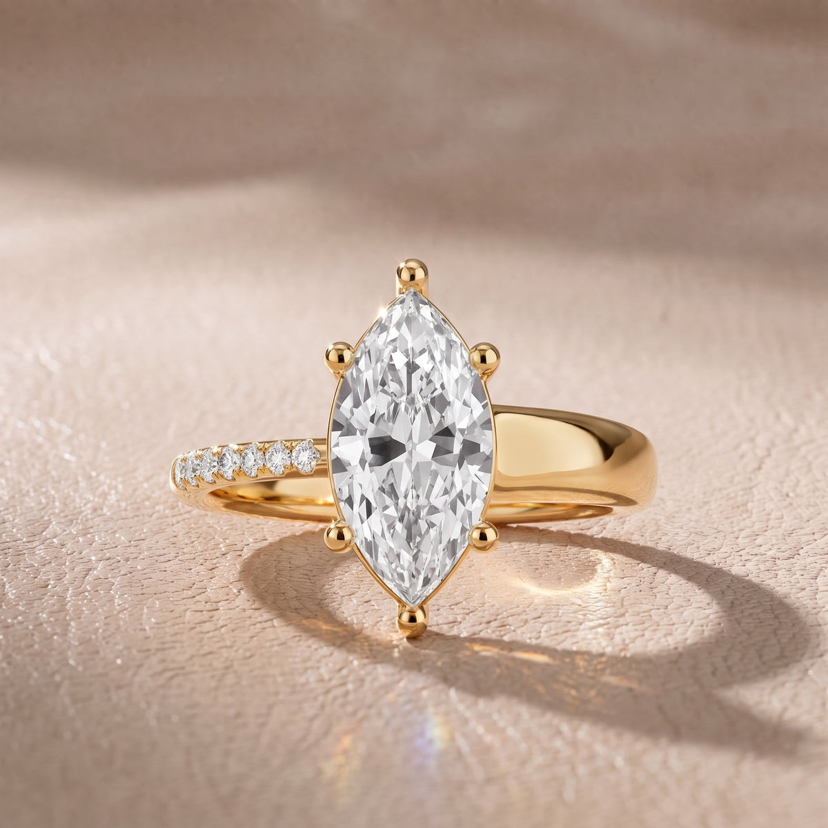 Rosie Solitaire Basket Marquise Diamond Engagement Ring in Yellow Gold - front.jpg