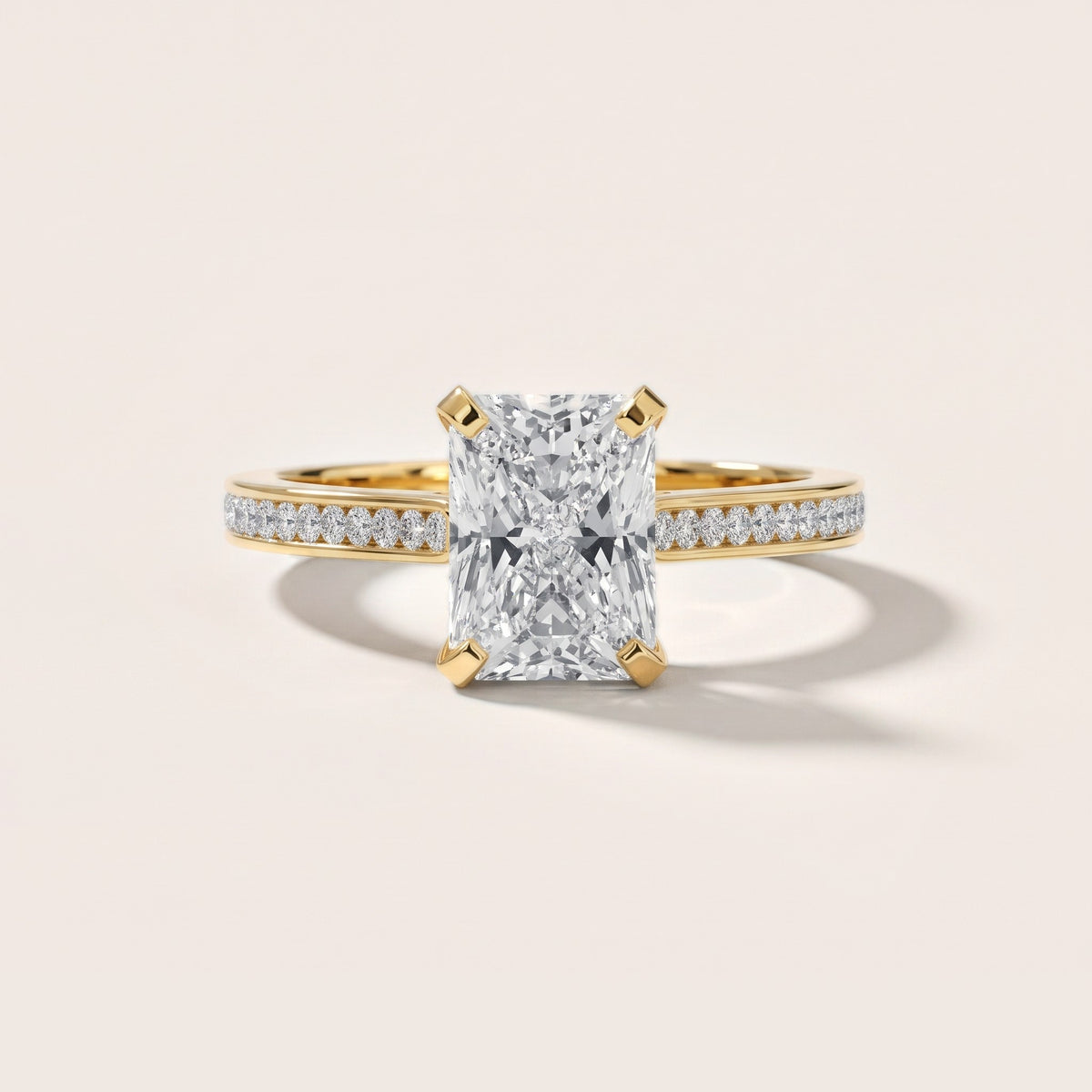 Carrie Cathedral Channel Set Radiant Diamond Engagement Ring in Yellow Gold - front.jpg