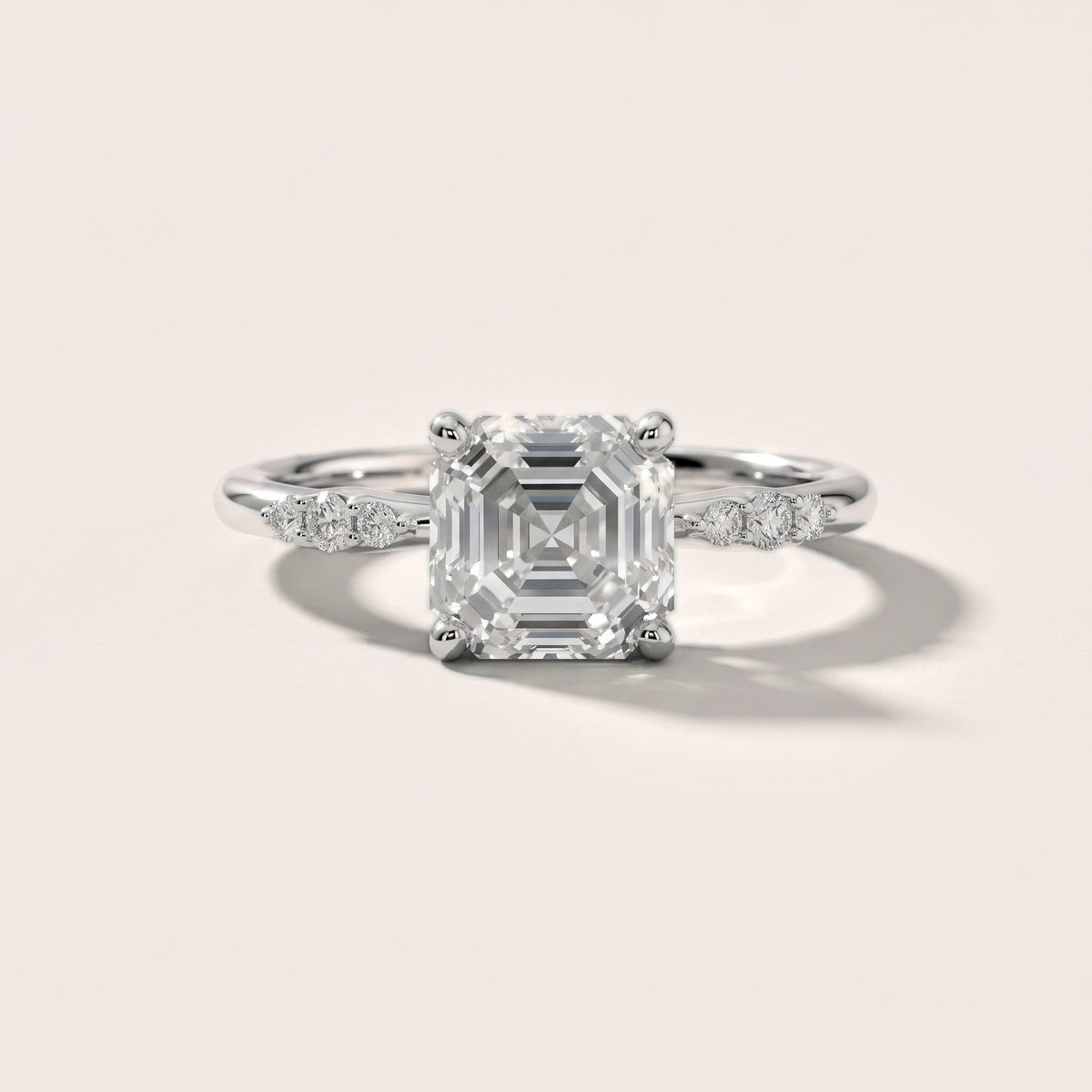 Sheila Pavé Asscher Diamond Engagement Ring in Silver - front.jpg