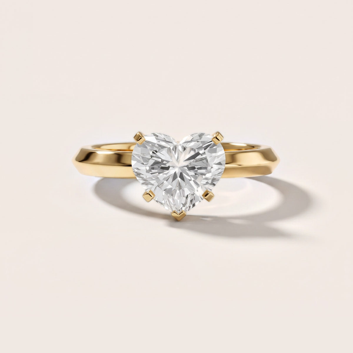 June Solitaire Knife Edge Heart Diamond Engagement Ring in Yellow Gold - front.jpg