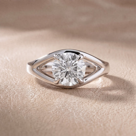 Madeleine Split Shank Round Diamond Engagement Ring in Platinum - front.jpg