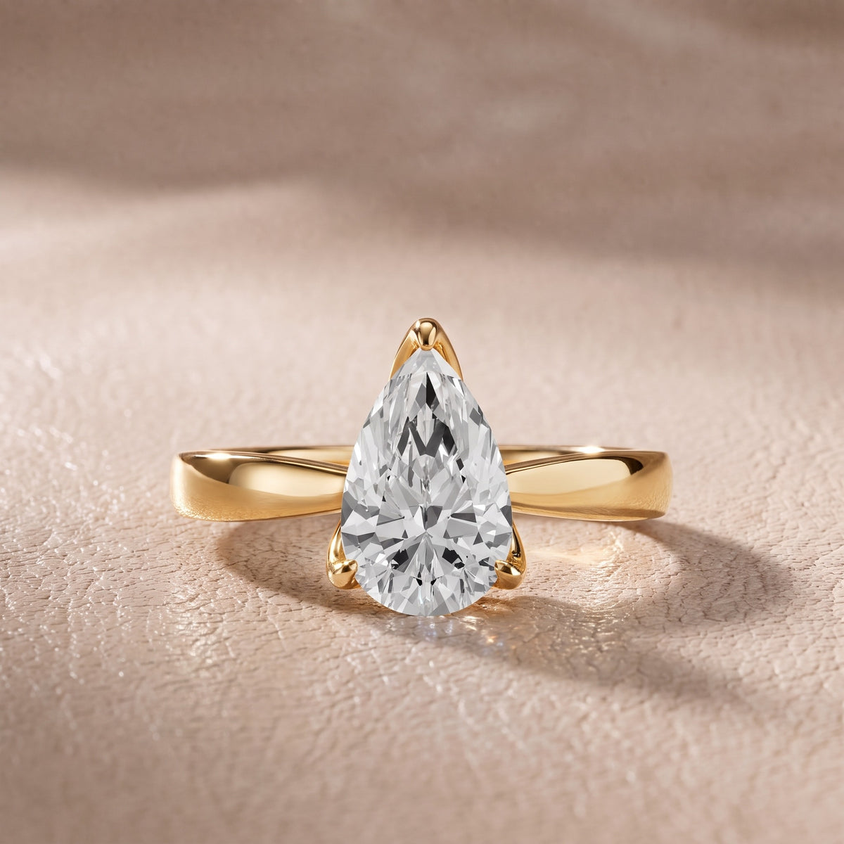 Lucia Solitaire Six-Prong Pear Diamond Engagement Ring in Yellow Gold - front.jpg