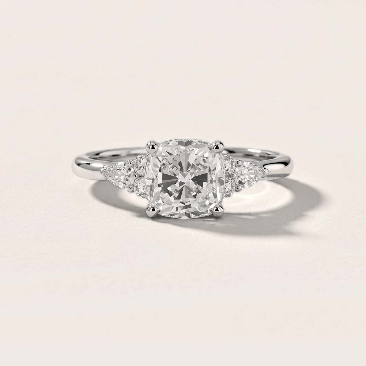 Zelie Pear-Side Cluster Cushion Diamond Engagement Ring in Silver - front.jpg
