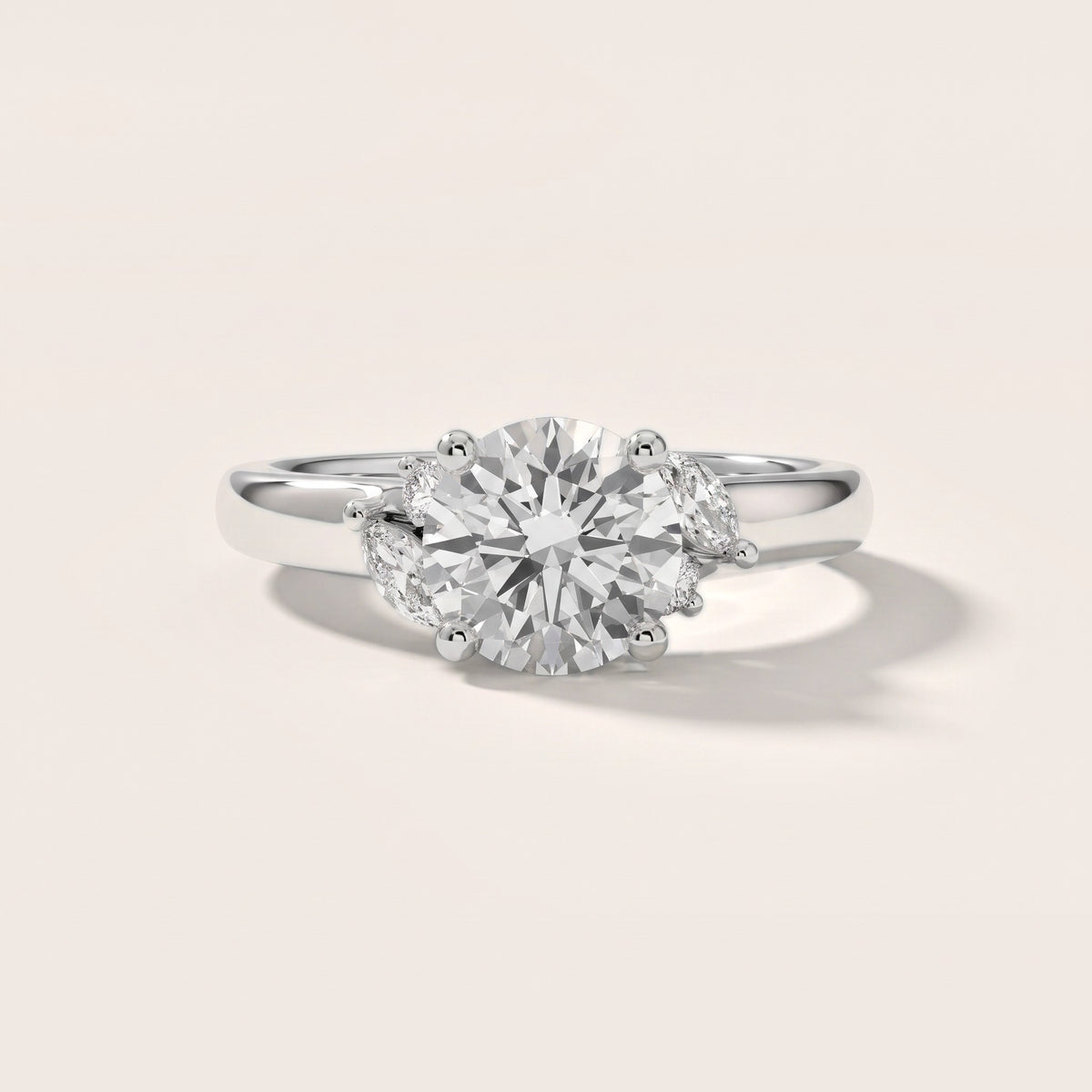 Napa Leaf Cluster Round Diamond Engagement Ring in Silver - front.jpg