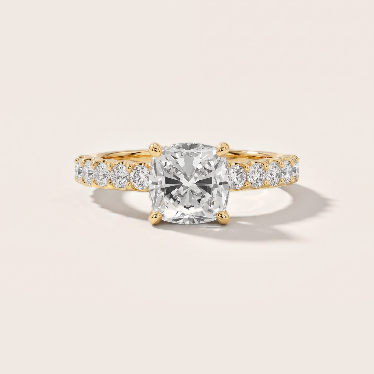 Lynn Statement Pavé Cushion Diamond Engagement Ring in Yellow Gold - front.jpg