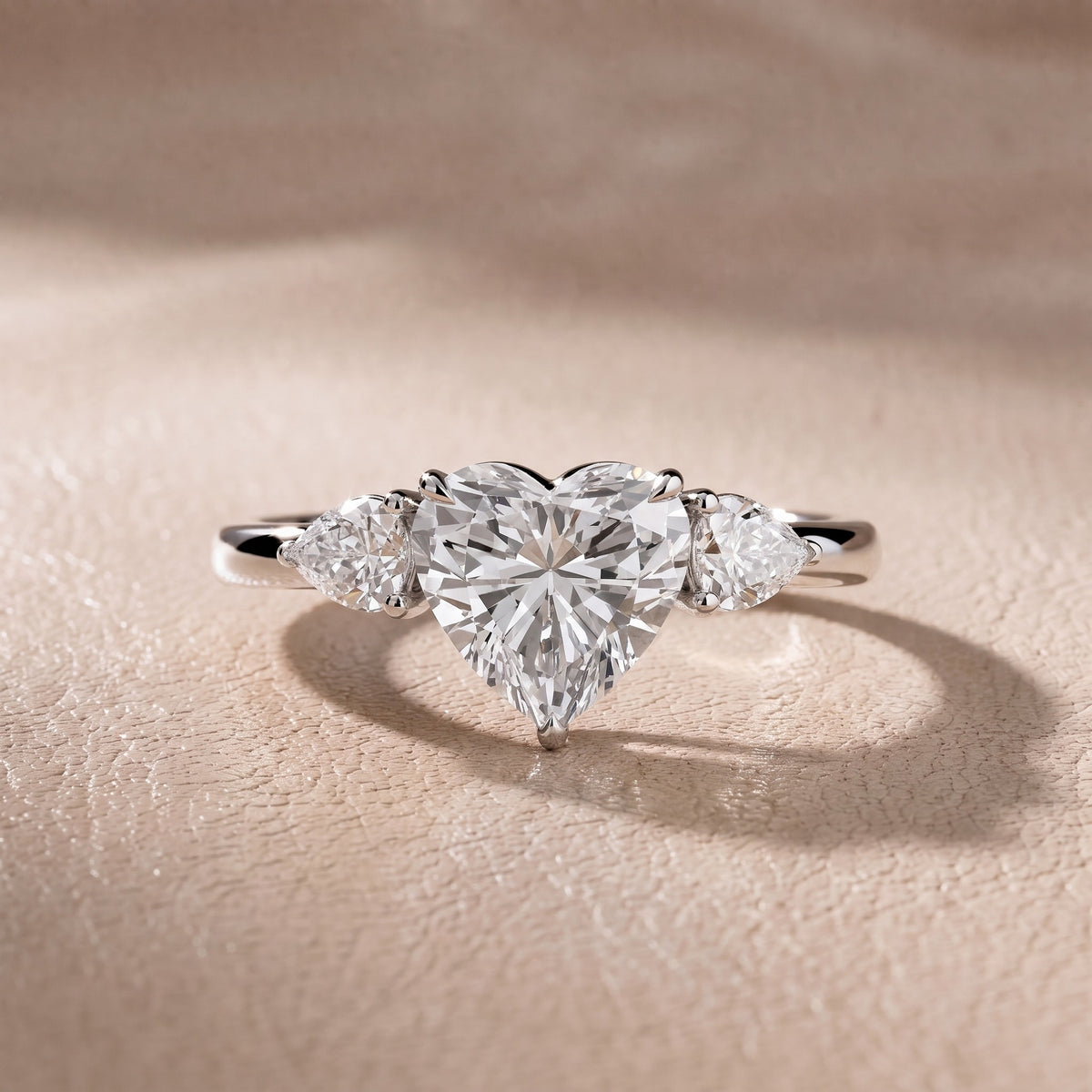 Stella Three-Stone Heart Diamond Engagement Ring in Silver - front.jpg