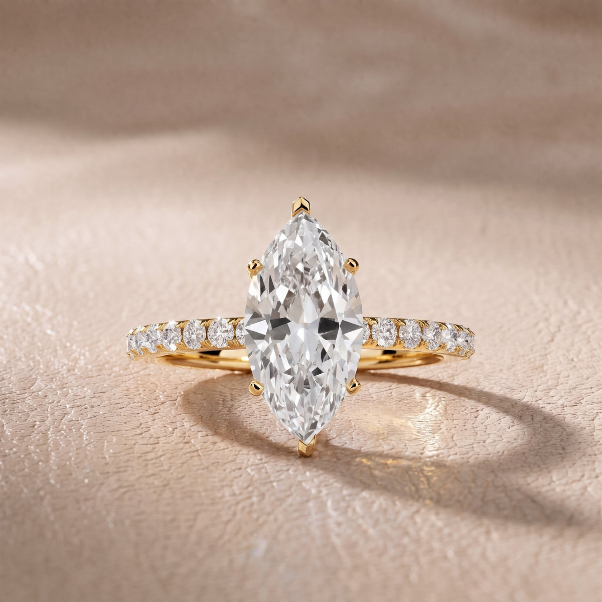 Juna French Pavé Solitaire Marquise Diamond Engagement Ring in Yellow Gold - front.jpg