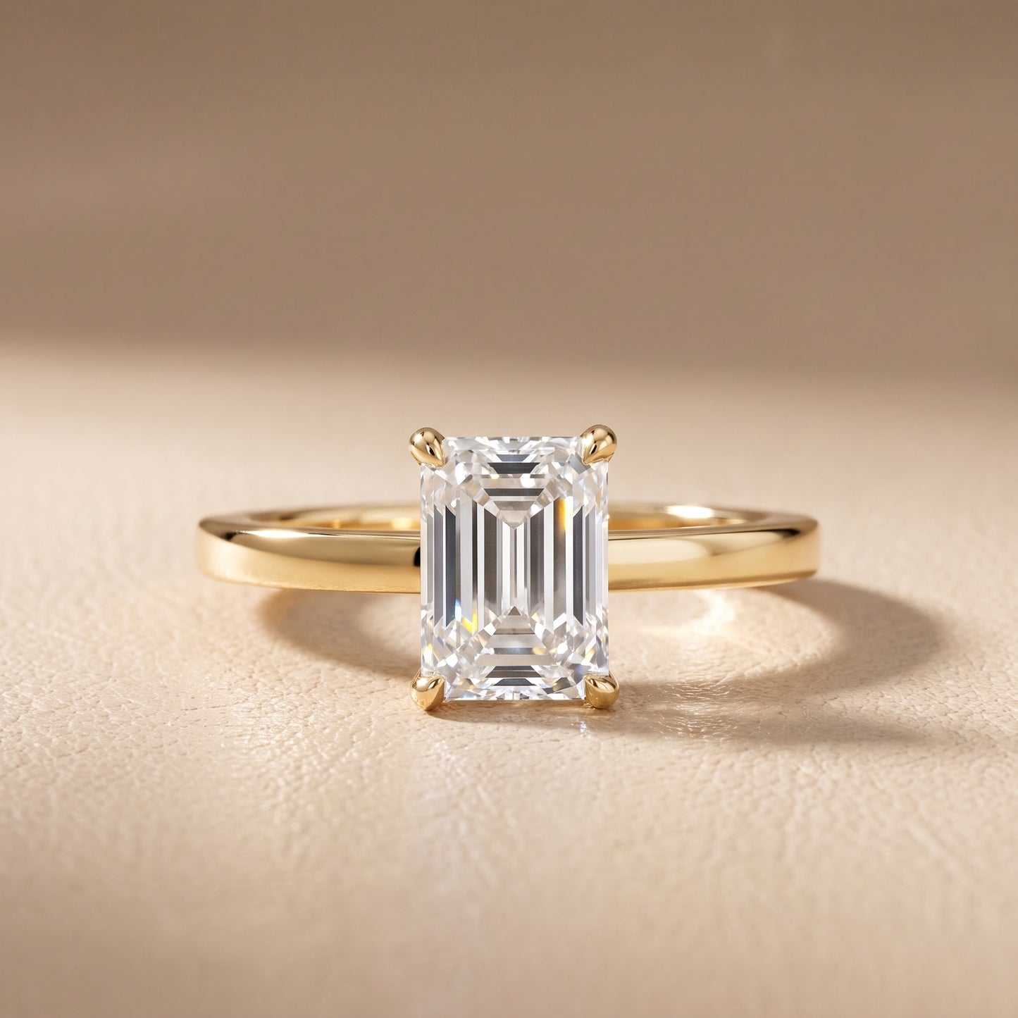 Kaia Solitaire Emerald Diamond Ring in Yellow Gold - front.jpg