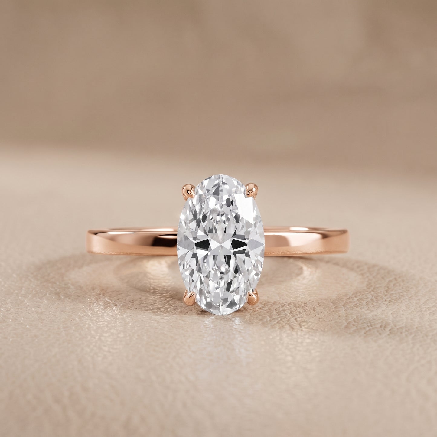 Kaia Solitaire Oval Diamond Ring in Rose Gold - front.jpg