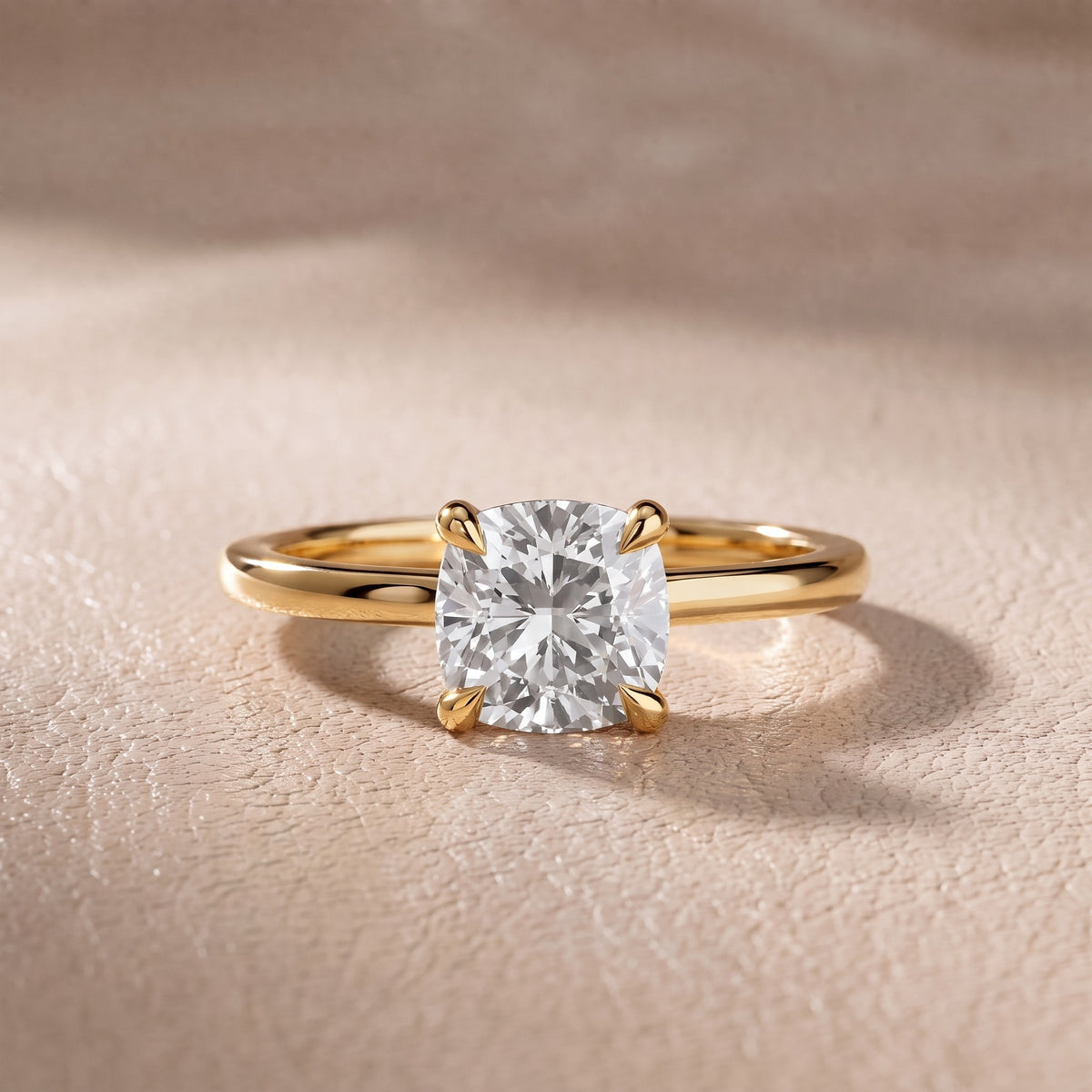 Nella Petite Solitaire Cushion Diamond Engagement Ring in Yellow Gold - front.jpg