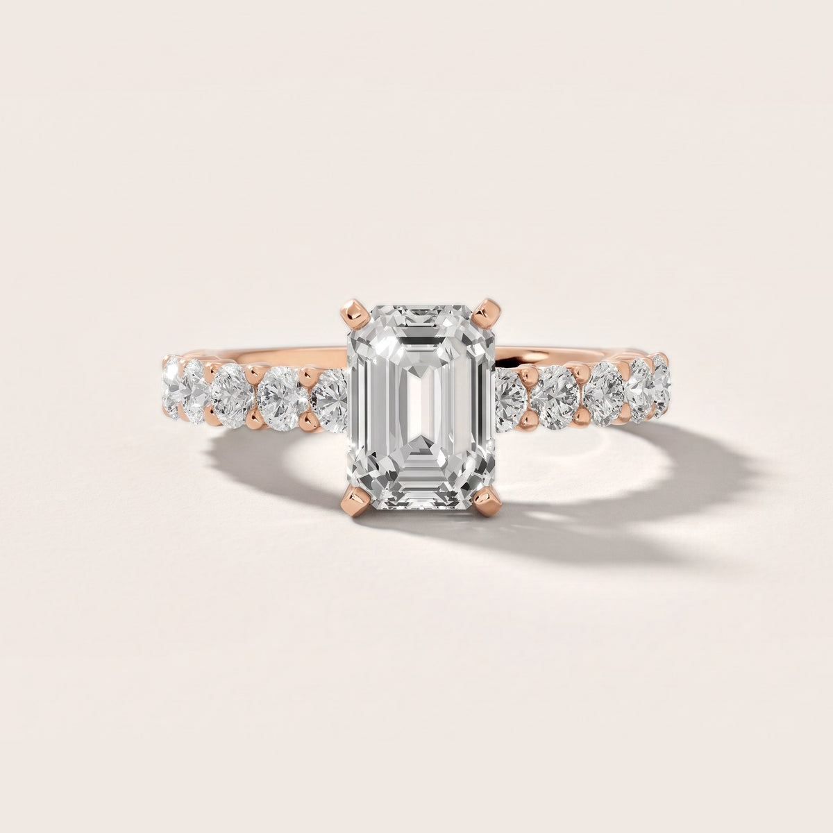 Heloise Statement Pavé Emerald Diamond Engagement Ring in Rose Gold - front.jpg